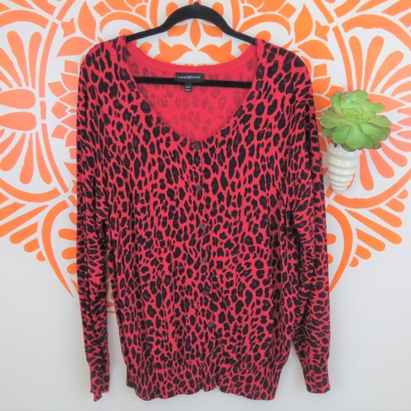 Lane Bryant Sweaters - Lane Bryant Red & Black Leopard Sweater 22/24